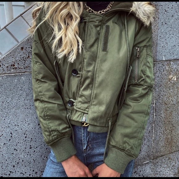 The Woodland Faux Fur Hooded Bomber Jacket - Picture 4 of 7